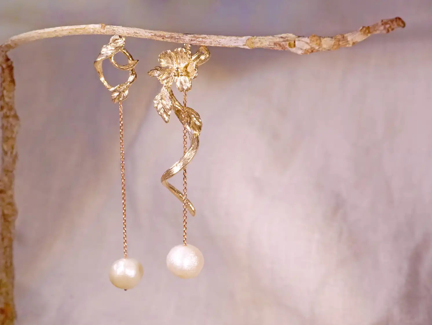 Chia Jewelry輕珠寶訂製,客製化花朵植物字母k金珍珠耳環