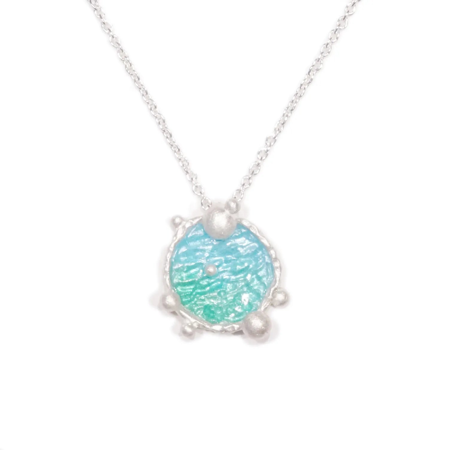 海洋系列-湛藍琺瑯銀項鍊/圓款/淺藍綠– chiajewelry