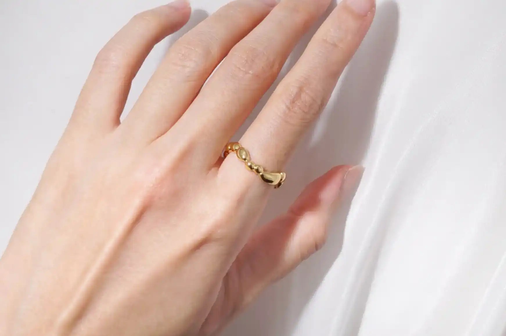 時間之詩-k金豆豆石子戒指