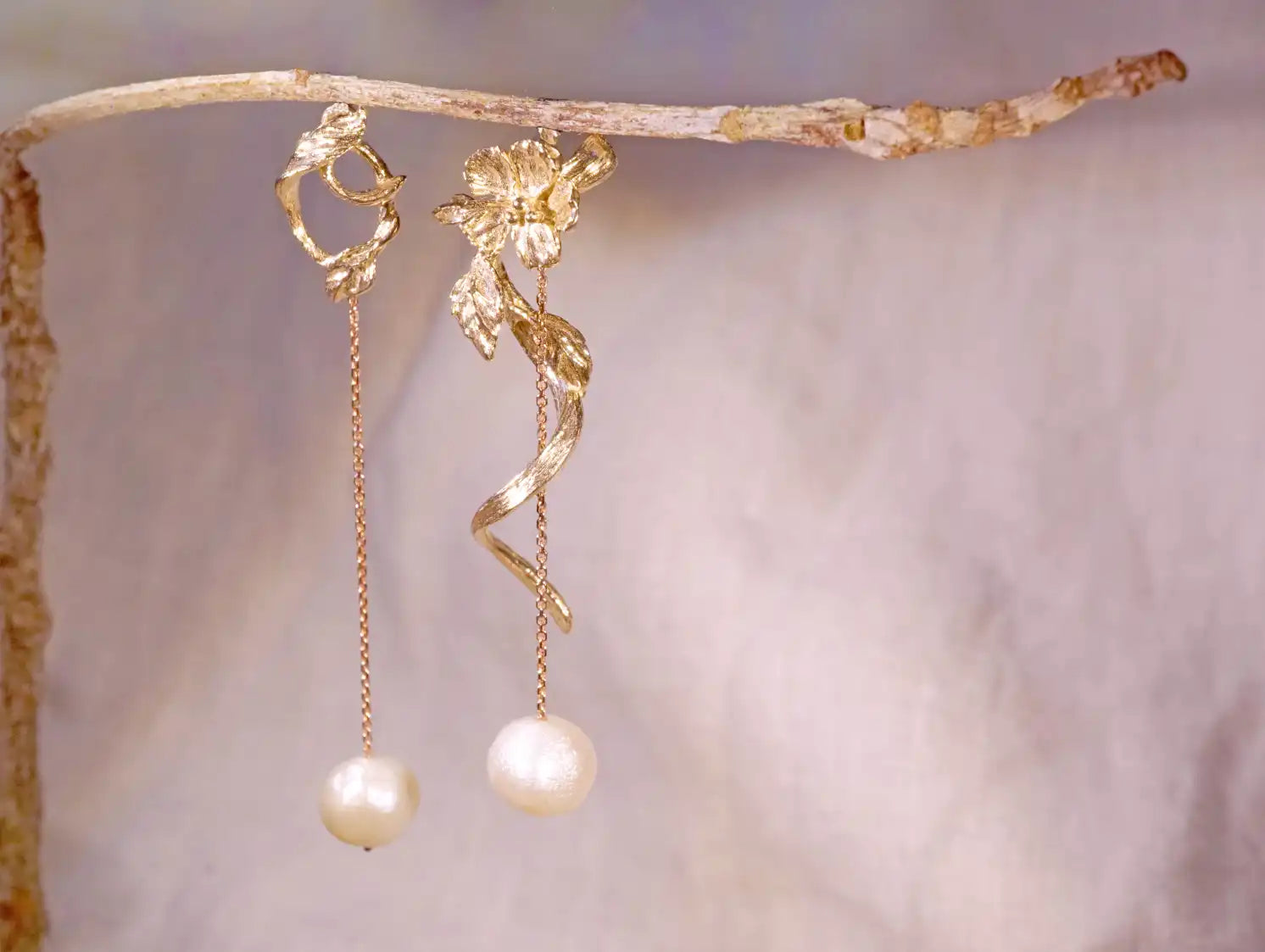 Chia Jewelry輕珠寶訂製，客製化花朵植物字母k金珍珠耳環