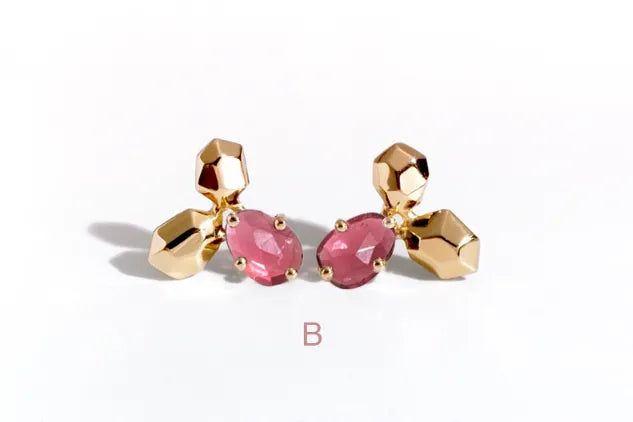 Chia Jewelry輕珠寶設計訂做，14k金石榴石簡約寶石耳環，寶石組合選擇B