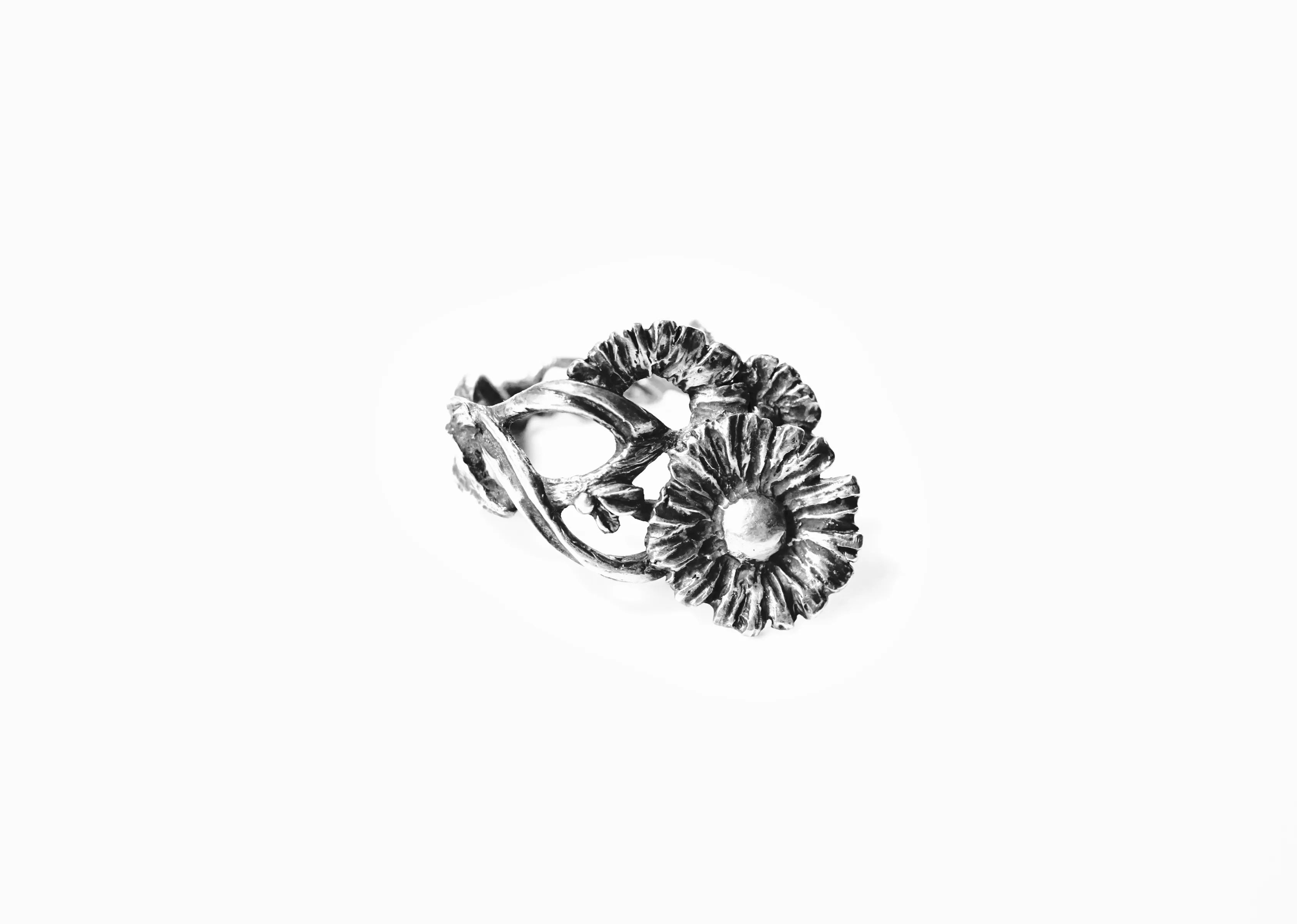 Chia Jewelry品牌系列珠寶銀飾，可調式戒圍小雛菊純銀戒指